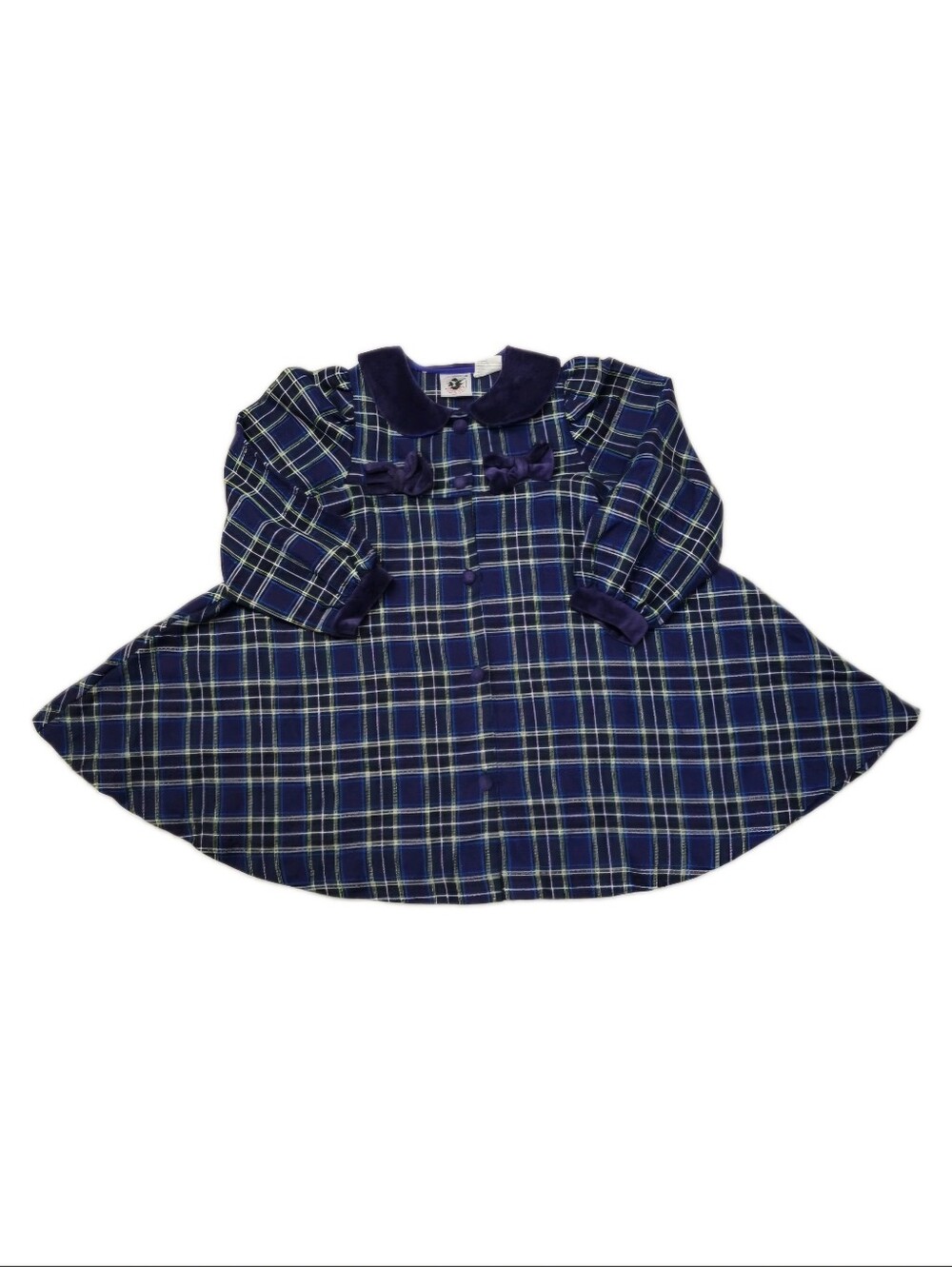 • Good Lad Vintage Girls Button Front Plaid A-Line Dress Sz 6 Purple Multicolor